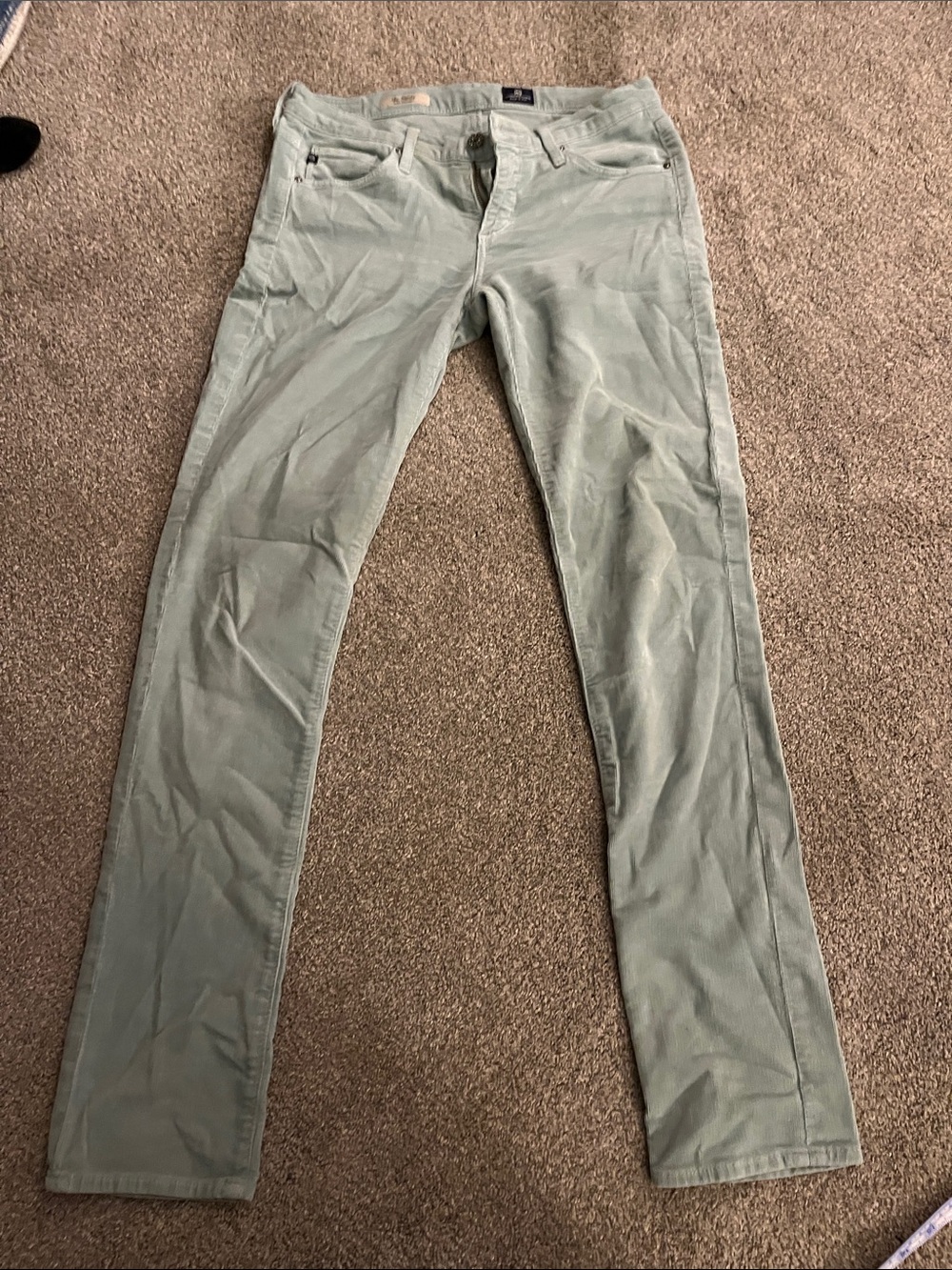AG Adriano Goldschmied The Stevie Slim Straight Corduroy Pants in Sage